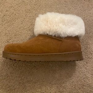 Women's Tan Suede Fur-Lined Ankle Boots